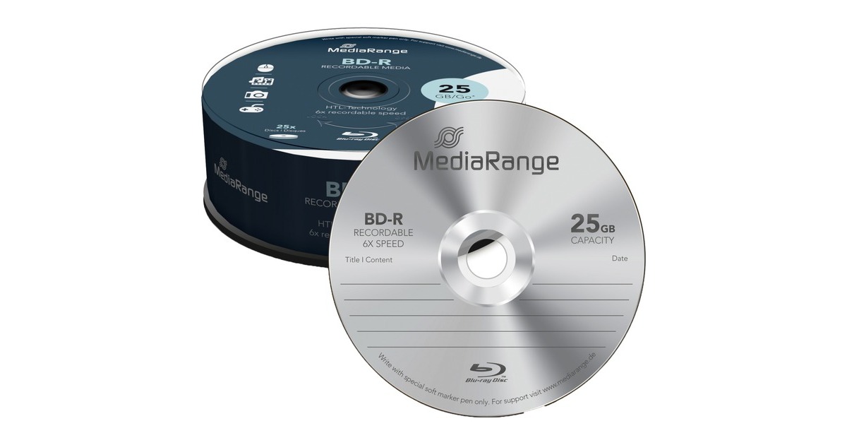 MR514 disco blu-ray lectura/escritura (BD) BD-R 25 GB 25 pieza(s), Discos  Blu-ray vírgenes