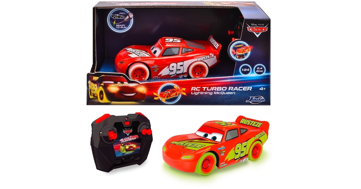 Jada Toys Pixar Cars 1:24 Rayo McQueen RC Control Remoto Auto 2.4 GHz Rojo  Juguetes para Niños