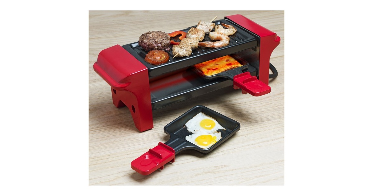 Parrilla raclette 2 personas 350w + parrilla negra/roja - agr102 - bestron 