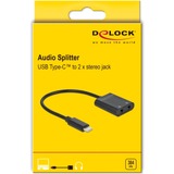 DeLOCK 66563 tarjeta de audio 2.0 canales USB, Adaptador negro, 2.0 canales, 32 bit, 98 dB, USB