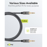 goobay 65275, Cable negro/Plateado