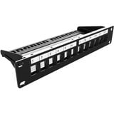 Digitus Panel de conexión modular, 8 puertos, Patch Panel negro, 8 puertos, Negro, Montaje en bastidor, 1U, 270 mm, 120 mm, 171,212 g