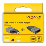 DeLOCK 64119 Adaptador gráfico USB 3840 x 2160 Pixeles Gris gris/Negro, 3.2 Gen 1 (3.1 Gen 1), USB Tipo C, Salida HDMI, 3840 x 2160 Pixeles