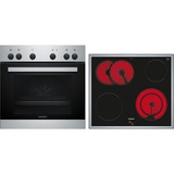 Siemens EQ110KA2EE sets de electrodoméstico de cocina Cerámico Horno eléctrico, Juego de cocina acero fino, Cerámico, 4 zona(s), Vidrio y cerámica, Negro, Tocar, 58,3 cm