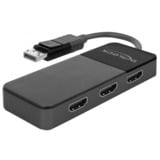 DeLOCK 87770 divisor de video DisplayPort 3x HDMI, Display Port Splitter  negro, DisplayPort, 3x HDMI, 3840 x 2160 Pixeles, Negro, De plástico, 1.4/2.2