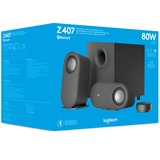 Logitech Z407 40 W Grafito 2.1 canales, Altavoz negro, 2.1 canales, 40 W, Universal, Grafito, 80 W, Inalámbrico