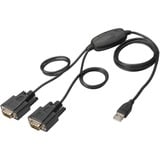 Digitus Cable ® USB 2.0 a 2x RS232 negro, Negro, 1,5 m, USB tipo A, DB-9, Macho, Macho