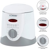 Bomann FFR 1290 CB 1 L Independiente 840 W Freidora Gris, Blanco blanco/Gris claro, Freidora, 1 L, Gris, Blanco, Giratorio, Independiente, 840 W