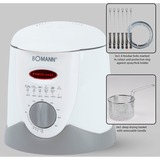 Bomann FFR 1290 CB 1 L Independiente 840 W Freidora Gris, Blanco blanco/Gris claro, Freidora, 1 L, Gris, Blanco, Giratorio, Independiente, 840 W