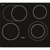 Bosch PKN601DP1D hobs Negro Integrado Cerámico 4 zona(s), Calentador autárquico negro, Negro, Integrado, Cerámico, Vidrio y cerámica, 4 zona(s), 4 zona(s)