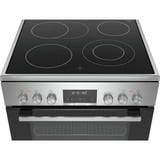 Bosch Serie 6 HKS79U250 cocina Cocina independiente Cerámico Negro, Plata A, Juego de cocina acero fino, Cocina independiente, Negro, Plata, Giratorio, Tocar, Acero inoxidable, Frente, 1,2 m