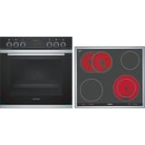 Siemens PQ211KA00 sets de electrodoméstico de cocina Cerámico Horno eléctrico, Juego de cocina acero fino, Cerámico, 4 zona(s), Vidrio y cerámica, Negro, Tocar, 58,3 cm