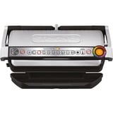 Tefal GC724D parrilla eléctrica de contacto, Barbacoa de contacto acero fino cepillado/Negro, Negro, Metálico, Mesa, Botones, Plancha, 400 x 200 mm, Tapa con bisagra