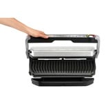 Tefal GC724D parrilla eléctrica de contacto, Barbacoa de contacto acero fino cepillado/Negro, Negro, Metálico, Mesa, Botones, Plancha, 400 x 200 mm, Tapa con bisagra