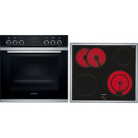 Siemens PQ211KA10 sets de electrodoméstico de cocina Cerámico Horno eléctrico, Juego de cocina negro/Acero fino, Cerámico, 4 zona(s), Vidrio y cerámica, Negro, Tocar, 58,3 cm