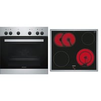 Siemens EQ110KA1EE sets de electrodoméstico de cocina Cerámico Horno eléctrico, Juego de cocina acero fino, Cerámico, 4 zona(s), Vidrio y cerámica, Negro, Tocar, 58,3 cm