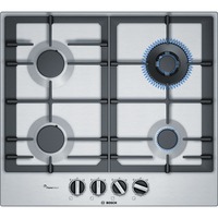 Bosch Serie 6 PCH6A5C90D hobs Negro, Acero inoxidable Integrado Encimera de gas 4 zona(s), Calentador autárquico acero fino, Negro, Acero inoxidable, Integrado, Encimera de gas, Acero inoxidable, 4 zona(s), 4 zona(s)