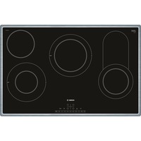 Bosch Serie 6 PKC845FP1D hobs Negro Integrado Cerámico 4 zona(s), Calentador autárquico acero fino/Negro, Negro, Integrado, Cerámico, Vidrio y cerámica, 4 zona(s), 4 zona(s)