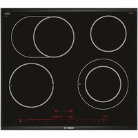 Bosch Serie 8 PKN675DP1D hobs Integrado Cerámico Negro, Acero inoxidable, Calentador autárquico negro, Integrado, Cerámico, Vidrio y cerámica, Negro, Acero inoxidable, LED, Acero inoxidable