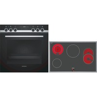 Siemens EQ523KA00 sets de electrodoméstico de cocina Cerámico Horno eléctrico, Juego de cocina acero fino, Cerámico, 4 zona(s), Vidrio y cerámica, Negro, Tocar, 79,5 cm