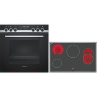 Siemens PQ523KB00 sets de electrodoméstico de cocina Cerámico Horno eléctrico, Juego de cocina acero fino, Cerámico, 4 zona(s), Vidrio y cerámica, Negro, 79,5 cm, 51,7 cm