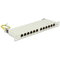 DeLOCK 43311 panel de parcheo 0.5U, Patch Panel gris, RJ-45, Cat6a, Gris, Metal, Montaje en bastidor, 0.5U