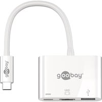goobay 62104 hub de interfaz USB Tipo C 5000 Mbit/s Blanco, Hub USB blanco, USB Tipo C, HDMI, USB 3.2 Gen 1 (3.1 Gen 1) Type-A, USB Tipo C, 5000 Mbit/s, 60 Hz, 3840 x 2160 Pixeles, Blanco