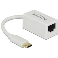 DeLOCK 65906 tarjeta y adaptador de interfaz RJ-45 blanco, USB Tipo C, RJ-45, RJ-45, Blanco, 0,135 m, Actividad, Poder