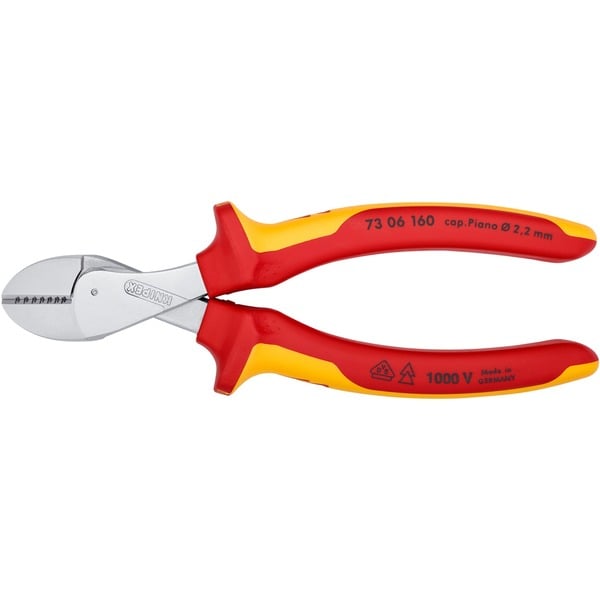 Knipex X-Cut Alicates de corte diagonal amarillo Alicates de corte diagonal Acero cromo vanadio De plástico Rojo/naranja 16 cm 175 g