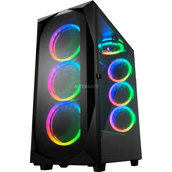 Sharkoon REV300 Torre Negro Cajas de torre negro Torre PC Negro ATX EATX micro ATX Mini-ITX Vidrio templado Ventiladores de la caja