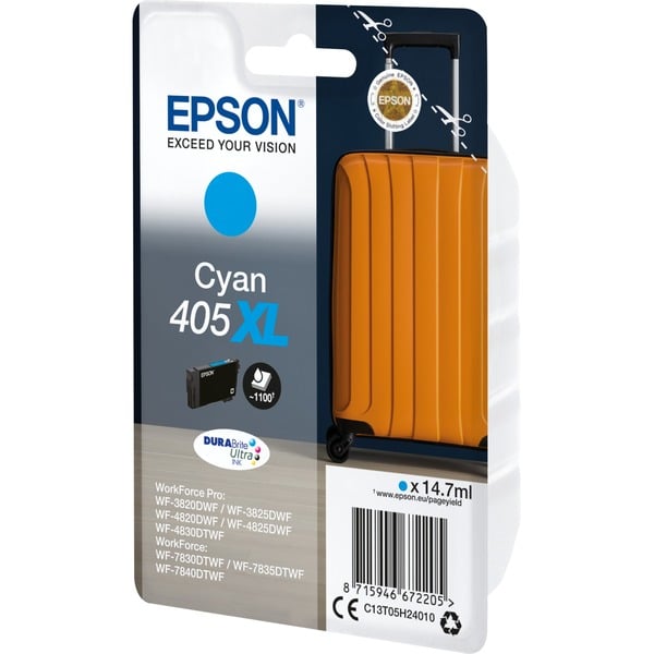 Epson Singlepack Cyan 405XL DURABrite Ultra Ink Tinta Alto rendimiento (XL) 14,7 ml 1 pieza(s) Pack individual