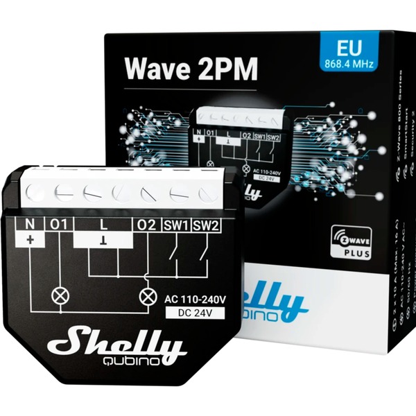 Shelly Wave 2PM Relé negro