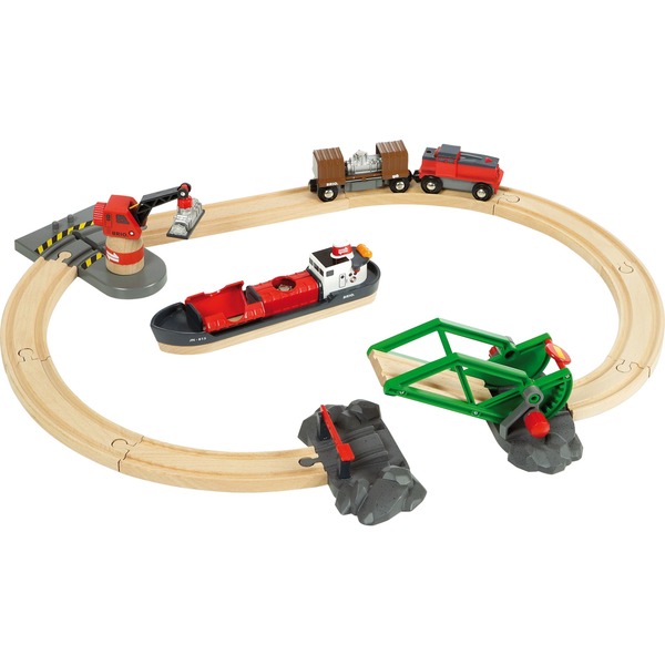 BRIO World  33061 Set circuito de tren con puerto y barco Ferrocarril Niño/niña 3 año(s) AA Multicolor