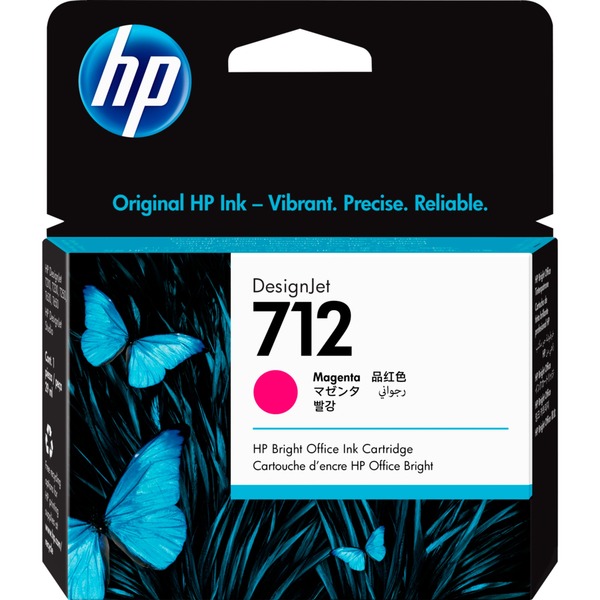 HP Cartucho de Tinta DesignJet 712 magenta de 29 ml Rendimiento estándar Tinta a base de colorante 29 ml 1 pieza(s) Pack individual