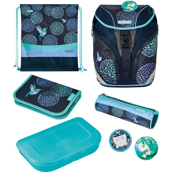 Herlitz SoftLight Plus Bloomy Birds Cartera de escuela azul oscuro/Turquesa