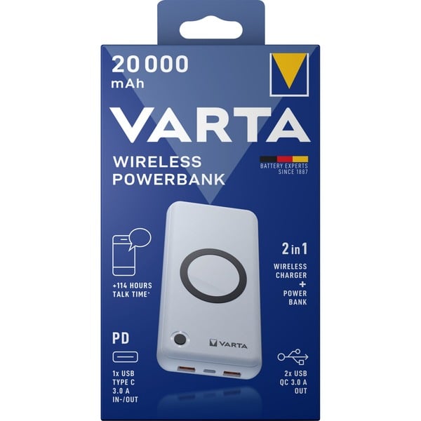 Varta Wireless Powerbank 20.000 Banco de potencia blanco