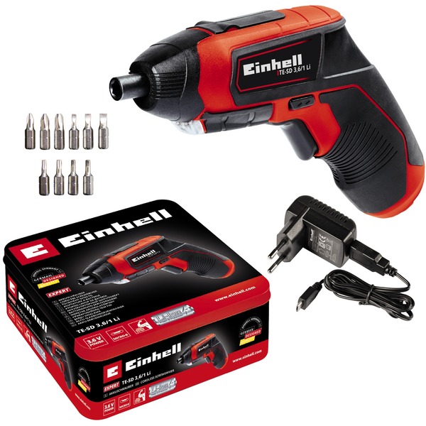 Einhell TE-SD 3,6/1 Li Negro Rojo Destornillador rojo/Negro 6/1 Li Soporte para puntas magnéticas Negro Rojo 4,5 Nm 6,35 mm Batería 3,6 V