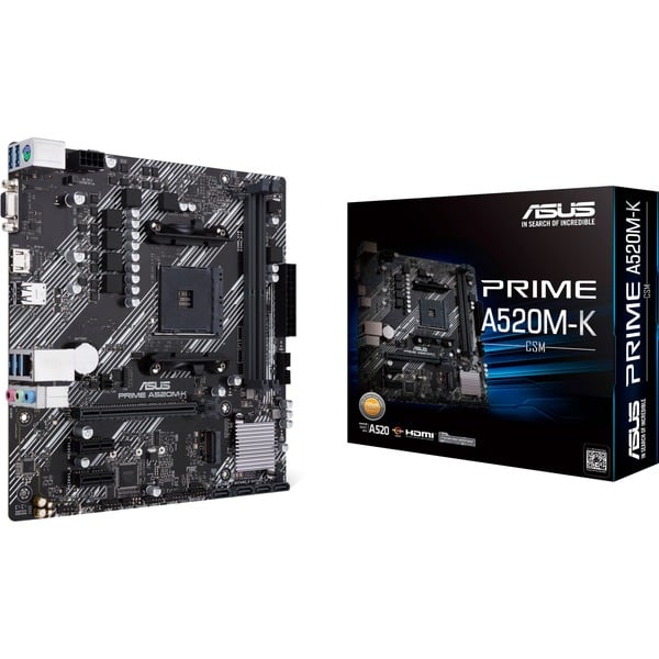 ASUS PRIME A520M-K AMD A520 micro ATX Placa base AMD 3rd Generation AMD Ryzen™ 3 3rd Generation AMD Ryzen 5 3rd Generation AMD Ryzen™ 7 3rd... DDR4-SDRAM 64 GB DIMM 2133,2400,2666,2800,3000,3200,3333,3466,3600,3733,3866,4000,4400,4600 MHz