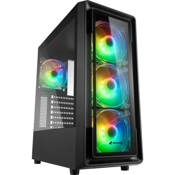 Sharkoon TK4 RGB Midi Tower Negro Cajas de torre negro Midi Tower PC Negro ATX micro ATX Mini-ITX Multi Ventiladores de la caja