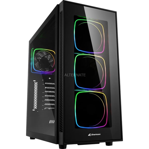 Sharkoon TG6 RGB Midi Tower Negro Cajas de torre negro Midi Tower PC Negro ATX micro ATX Mini-ITX 16,5 cm 40 cm