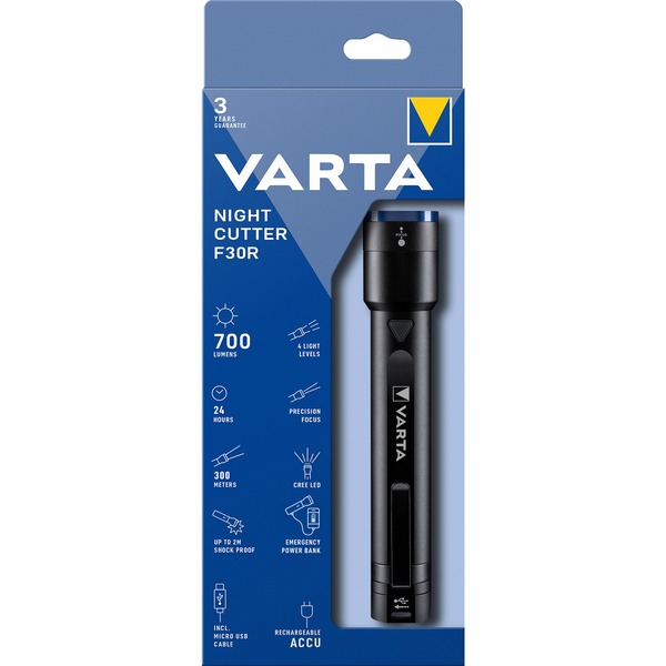 Varta F30R Negro Linterna de mano LED negro Linterna de mano Negro 2 m IPX4 LED 10 W