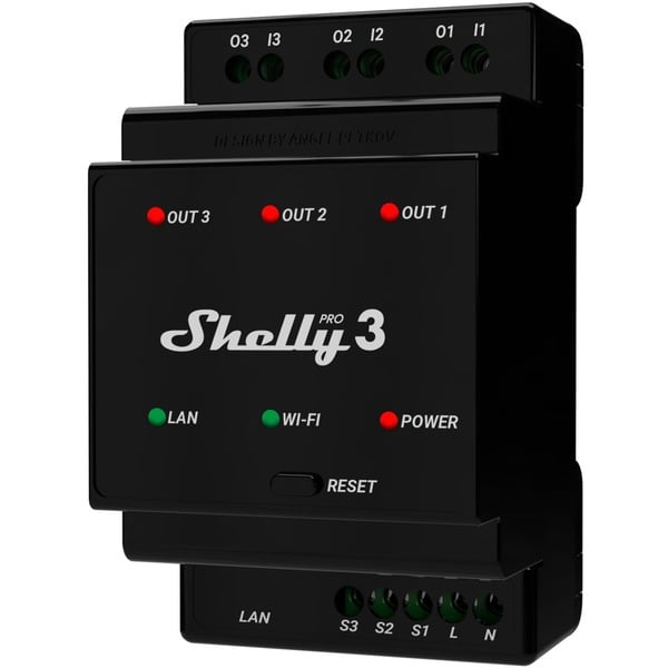 Shelly Pro 3 Relé negro