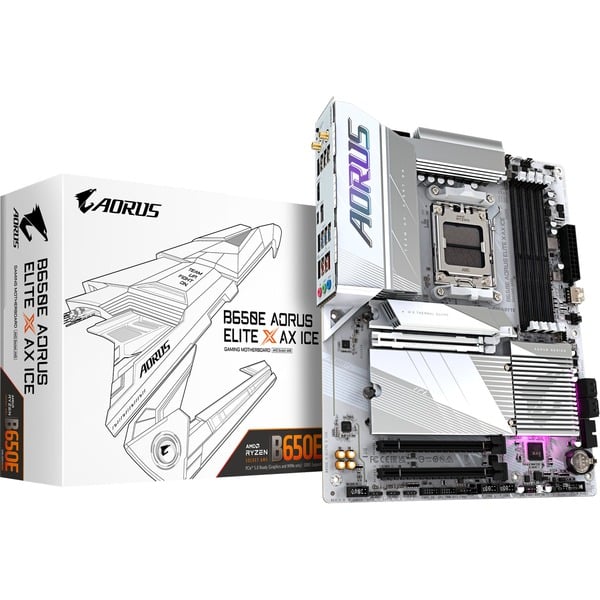 GIGABYTE B650E AORUS ELITE X AX ICE Placa base blanco/Plateado