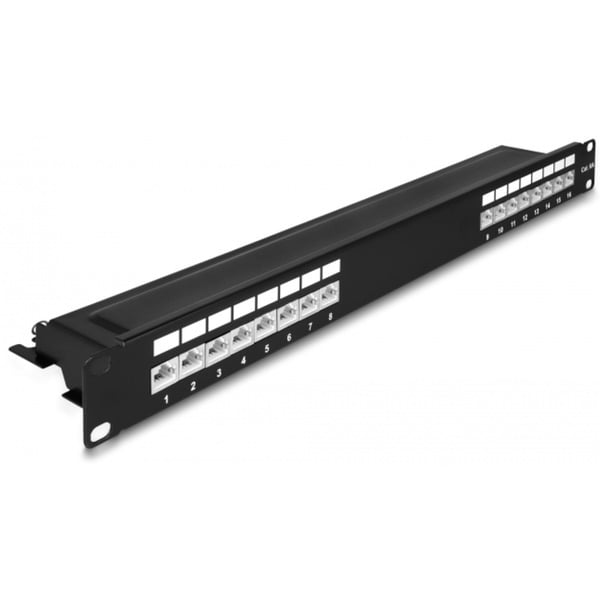 DeLOCK 66876 panel de parcheo 1U Patch Panel negro Cat6a Negro Metal 1U 482,6 mm 100 mm