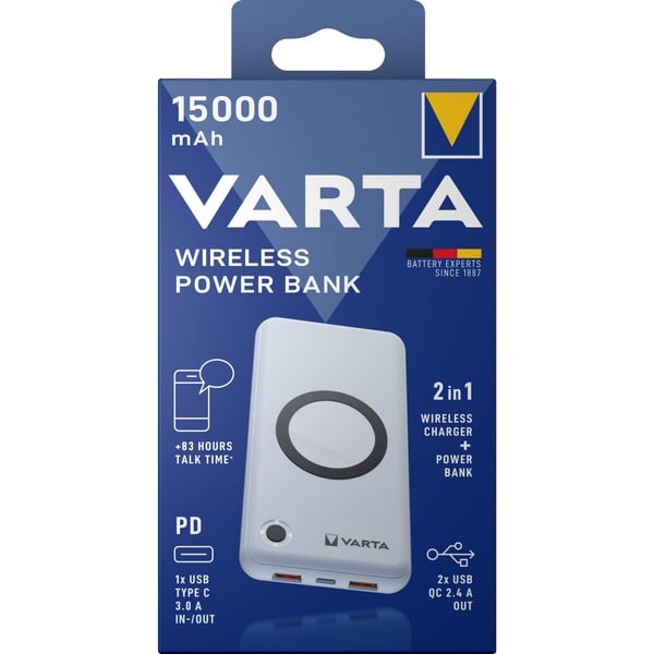 Varta Wireless Powerbank 15.000 Banco de potencia blanco