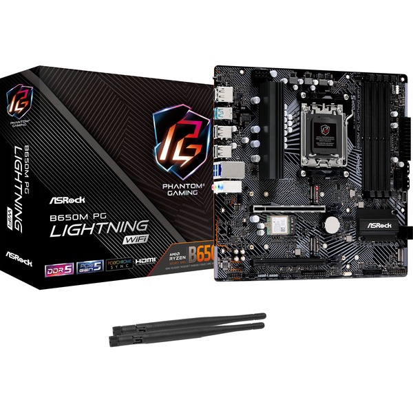 ASRock B650M PG LIGHTNING WIFI Placa base negro/Gris