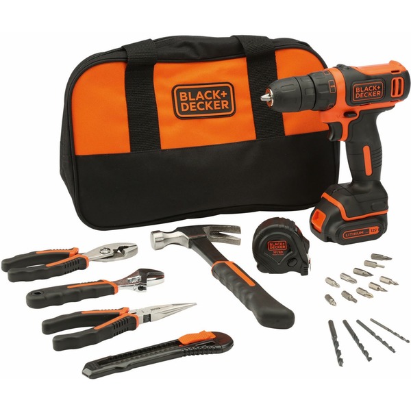 BLACK+DECKER BDCDD12HTSA Sin llave Negro Naranja Taladro/destornillador negro/Naranja Taladro de pistola Sin llave 2,5 cm 1 cm 550 RPM 22500 ppm