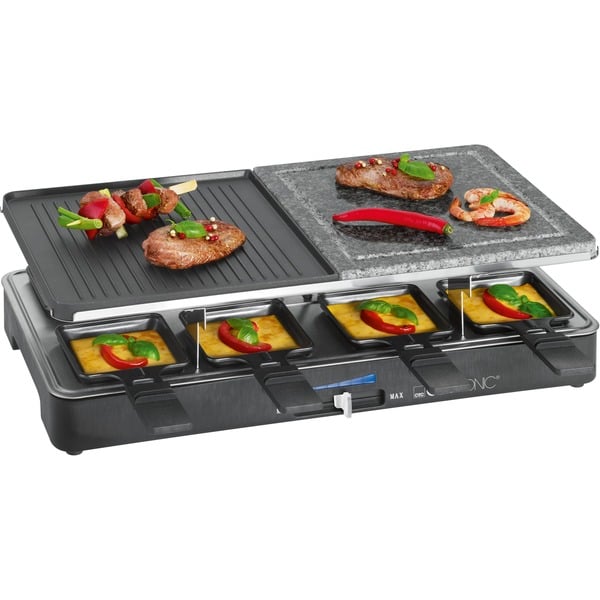 Clatronic RG 3518 Negro 1400 W Raclette negro/Acero fino 1400 W 220-240 V 50 - 60 Hz 4,85 kg 8 pieza(s)