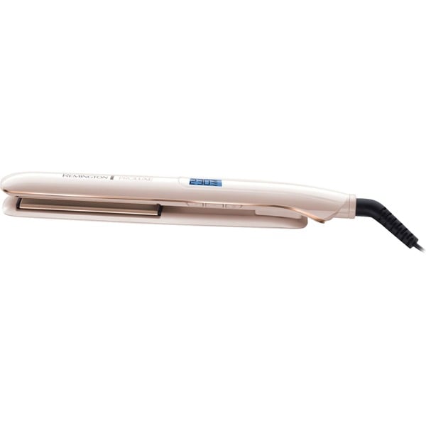 Remington S9100 Plancha de pelo Caliente Beige Blanco 3 m crema/Dorado Plancha de pelo Caliente Cabello seco 150 °C 230 °C Calentador de cerámica PTC