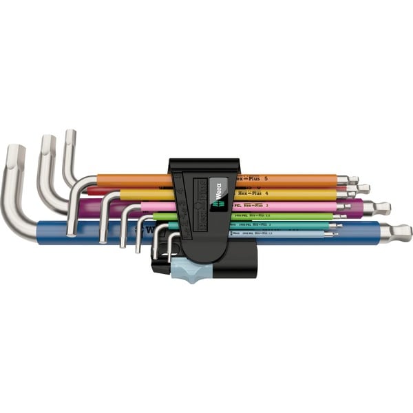 Wera 3950 SPKL/9 SM Multicolour Destornillador Juego de llaves acodadas métricas acero inoxidable